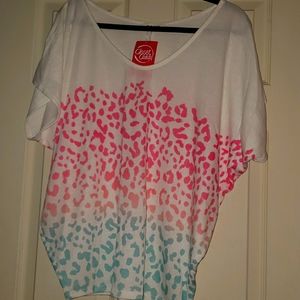 Phil Love Neon Leopard Print Short Sleeve Dolman XL